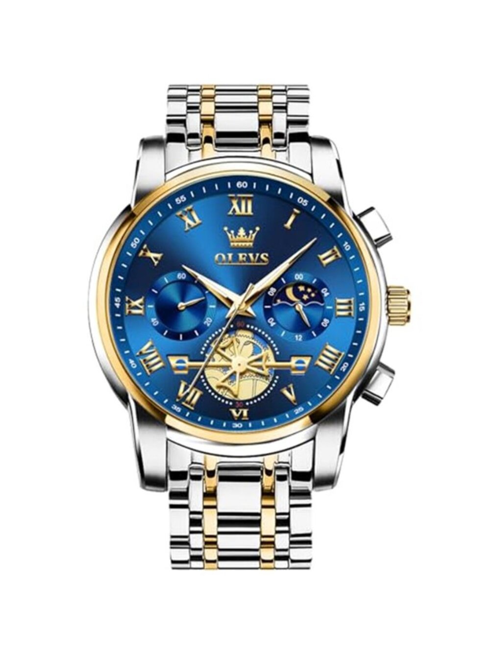Luxury Waterproof Big Face Stainless Steel Multifunction Mens Watches